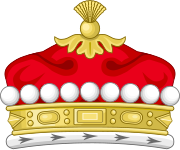 Illustration of a coronet shown from the side with nine silver balls visible