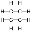 Structuurformule van cyclobutaan