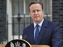 Prime Minister David Cameron announced his resignation following the outcome of the referendum. David Cameron announces resignation.jpg