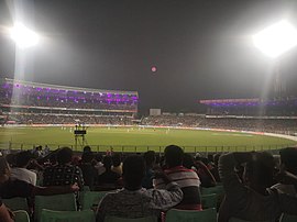 Eden Gardens during the first ever day/night Test match in India, played between India and Bangladesh in November 2019. Day night test at Eden gardens.jpeg