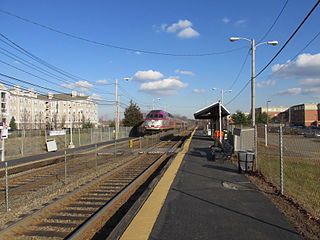 <span class="mw-page-title-main">Dedham Corporate Center station</span> Railroad station in Dedham, Massachusetts