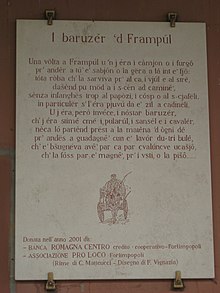 Forlimpopoli, lapide scritta in romagnolo