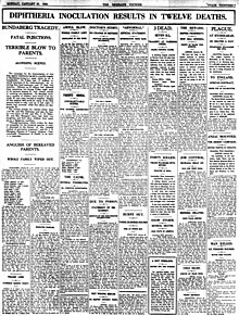 Brisbane Courier coverage of the incident Diphtheria Inoculation Results in Twelve Deaths.jpg