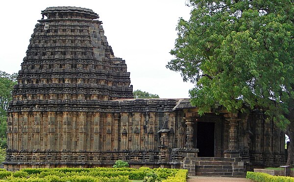 Dodda Basappa Temple at Dambal, a unique 24-pointed, uninterrupted stellate (star-shaped), 7-tiered dravida plan, 12th century