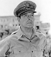 General Douglas MacArthur showing five-star rank insignia. A proposal in Congress (1955) that MacArthur be promoted to General of the Armies lapsed