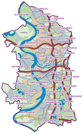 Map of the city of Duisburg