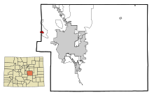 El Paso County Colorado opgenomen en niet-opgenomen gebieden Green Mountain Falls Highlighted.svg