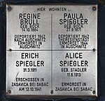 Memorial stone for Regine Brüll, Paula, Erich and Alice Spiegler.JPG