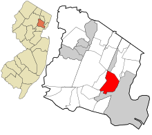 Essex County New Jersey áreas incorporadas e não incorporadas East Orange em destaque.