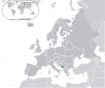 Карта с изображением Черногории в Европе 