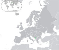 Карта, показывающая месторасположение Черногории