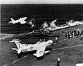 FJ-3 Fury on catapult of USS Forrestal (CV-59)