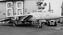 Fast Eagle 102, one of the F-14 Tomcats involved in the Gulf of Sidra incident, on the deck of USS Nimitz Fast Eagle 102.JPG