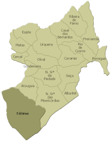 Location of Fátima on the municipality of Ourém