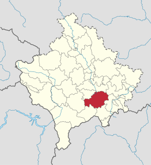 Lage der Gemeinde Ferizaj im Kosovo (anklickbare Karte)