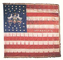 Battle flag of the 79th Pennsylvania Volunteer Infantry Regiment, composed of Pennsylvania Dutch Flag--PA-79th Infantry Regt (State Color)(1985 129).jpg