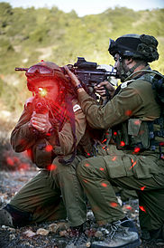 Laser sight used by the Israel Defense Forces during commando training Flickr - Israel Defense Forces - Nachal Brigade Reconnaissance Battalion in "Commando" Training (2).jpg