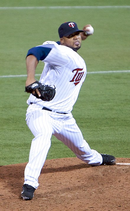 Liriano pitching for the Twins in 2008.