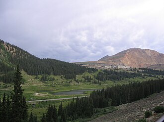 seen from the southwest, behind the molybdenum opencast mine