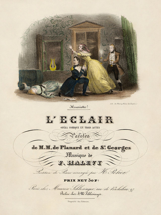 Description de l'image Fromental Halévy, L'Éclair score cover - Restoration.jpg.