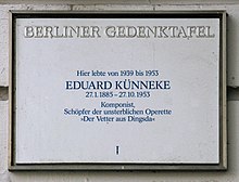 Gedenktafel Giesebrechtstr 5 (Charl) Eduard Künneke.JPG