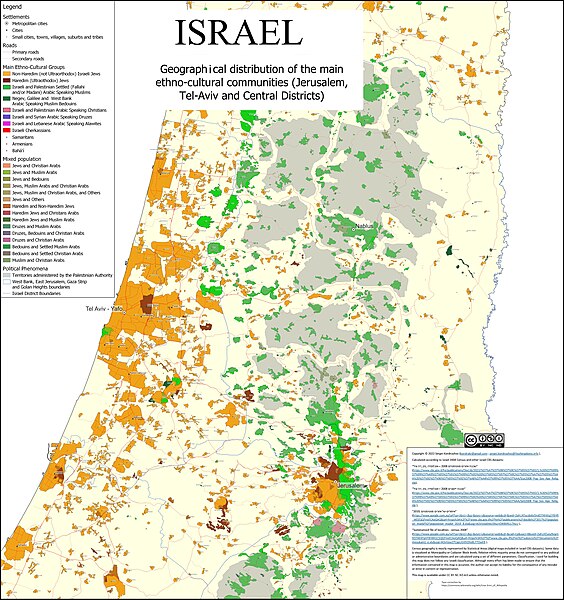 Geographical distribution of the main ethno-cultural communities Jerusalem, Tel-Aviv and Central districts.