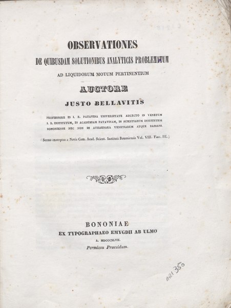 File:Giusto Bellavitis – Observationes de quibusdam solutionibus analyticis, 1847 - BEIC 6272808.tif