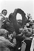 Hunt celebrating after winning the 1976 Dutch Grand Prix.