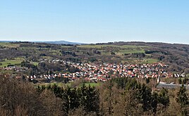 View of the hangard from the Wasserberg or Lichtenkopf in west direction