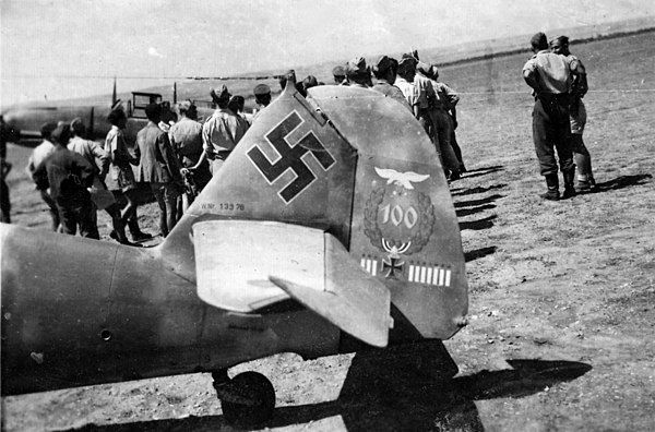 Tail of Bär's Messerschmitt Bf 109F-4 with the Stab I./JG 77