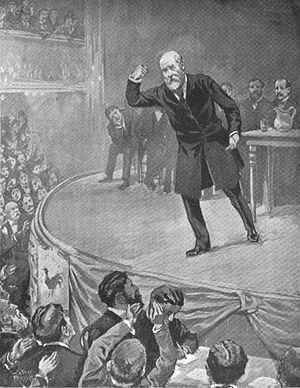 Campaigning for mayor in 1897, just before his death Henry George 1897 by Walter Russell.jpg