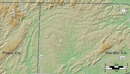 Topology of Hicks Dome in Hardin and Pope counties