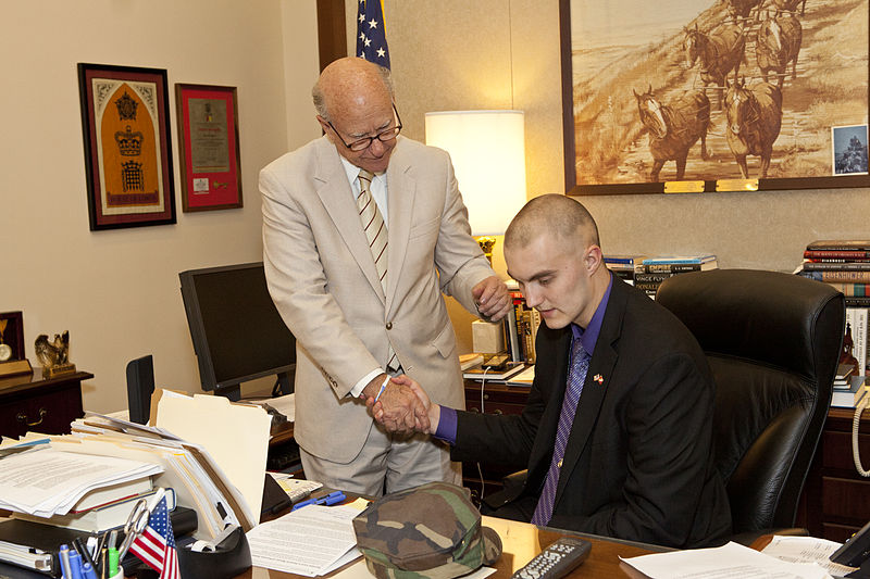 File:Honorary Marine Daran Wankum, seated, visits with Kansas Sen. Pat Roberts at his office in the National Capitol Building in Washington, D.C., June 13, 2013 130613-M-KS211-069.jpg