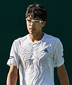 Hyeon Chung competing in the first round of the 2015 Wimbledon Championships.