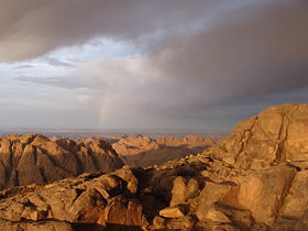 Uitzicht vanaf de top van de berg Mozes (Arabische Jabal Musa)