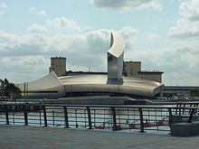 The Imperial War Museum North, opened 2001 and designed by Daniel Libeskind. Imperial War Museum from Media City, 2011.jpg