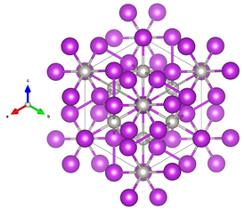Insizwaite crystal structure (Brese-Schnering 1994) centered on the three space diagonals.png