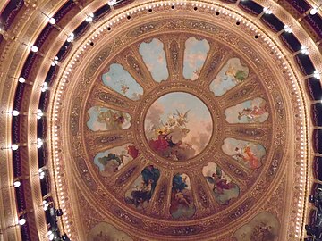 Décorations et fresques du dôme du Teatro Massimo à Palerme.