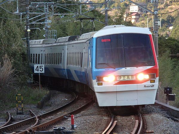 Izu Kyuko Railway 2100 series "Resort21" train at Izu-Taga Station, March 2010