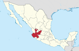 Map of Mexico with Jalisco highlighted
