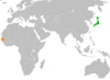 نقشهٔ موقعیت ژاپن و سنگال.