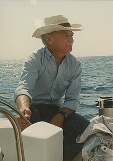 Jim Drake, inventor of windsurfing, sailing near his home in California circa 1988.jpg