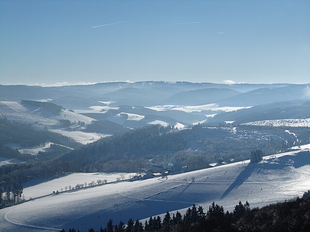 The highest peaks in North Rhine-Westphalia are located in the Rothaar Mountains.