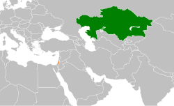 Map indicating locations of Kazakhstan and Palestine