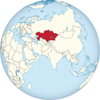 Kazakhstan on the globe (Eurasia centered).svg
