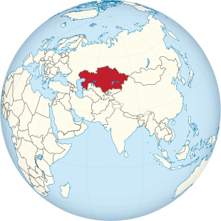 Kazakhstan on the globe (Eurasia centered) .svg