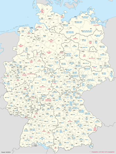 Liste des identifiants territoriaux des plaques d'immatriculation allemandes