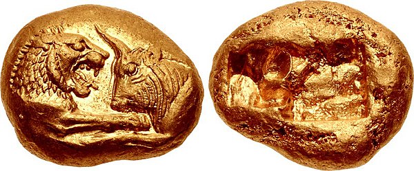 Gold Croeseid, circa 561-546 BC. Heavy series: 10.76 grams, Sardes mint.