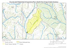 Map of the Course and Watershed of Lawrence Run (North Fork Kings Creek tributary)