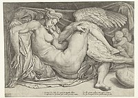 Cornelis Bos, after Michelangelo, Leda and the Swan